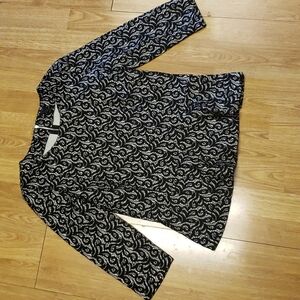 J Crew black / white lace peplum top sz small